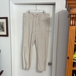 Men's Drawstring Chinos in Light Beige